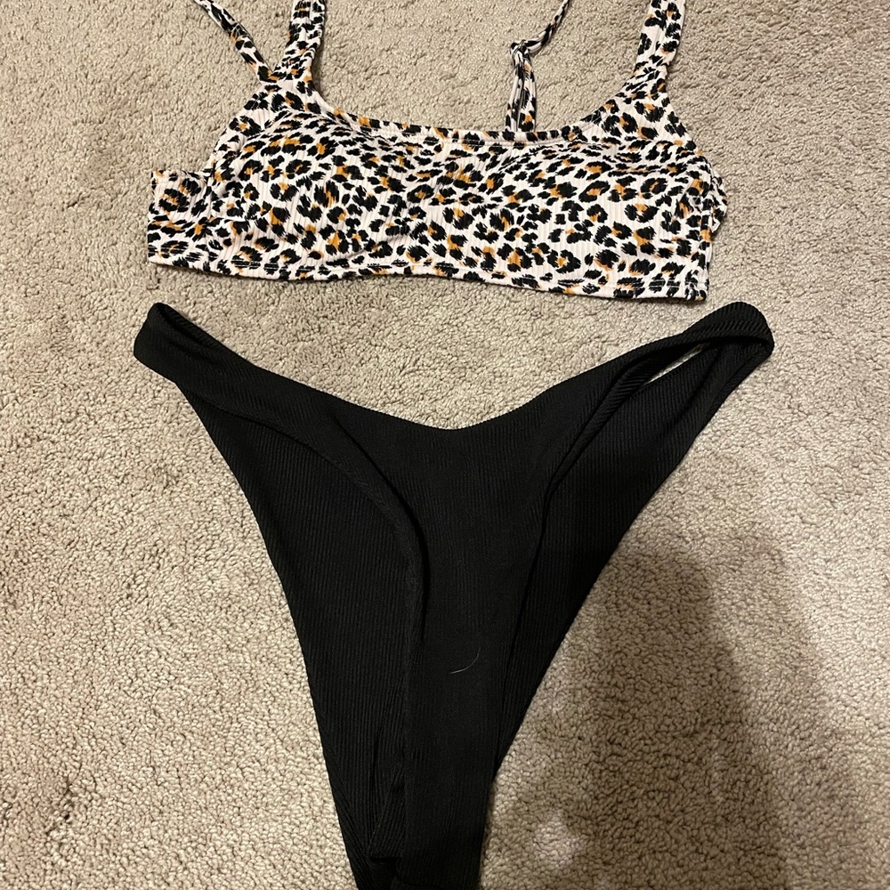 Target leopard print bathing suit. Size S, in top and bottoms.